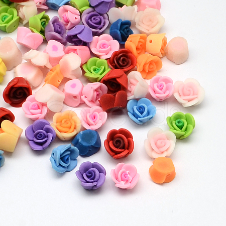 Handmade Polymer Clay Flower Beads X-CLAY-Q221-02-1
