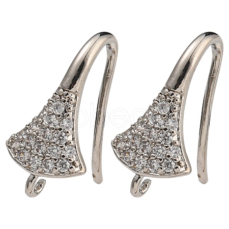 Brass Micro Pave Clear Cubic Zirconia Earring Hooks KK-R149-22P-1