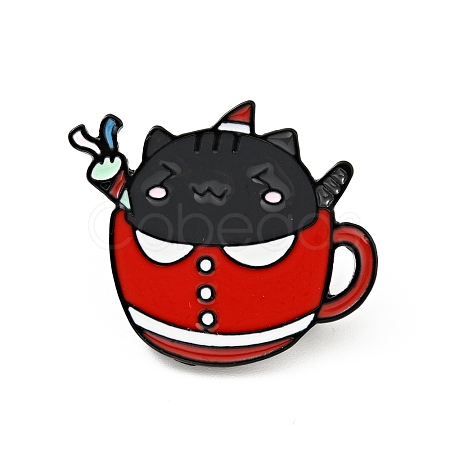 Coffee Cup Cat Enamel Pin JEWB-H009-01EB-11-1