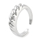 Rack Plating Brass Open Cuff Ring for Women, Long-Lasting Plated, Lead Free & Cadmium Free, Platinum, 6mm, Adjustable