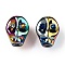 Electroplate Glass Beads Strands, Skull, Colorful, 10x8x7.5mm, Hole: 1mm, about 65pcs/strand, 25.59''(65cm)