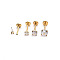 Titanium Steel Clear Cubic Zirconia Threadless Labret Stud, Tragus Stud, Flat Back Earring, Golden, 8mm, Pin: 0.8mm, Head: 5mm