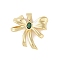 Brass Glass Pendants, Real 18K Gold Plated, Bowknot Charms, Green, 33.5x36.5x9mm, Hole: 7.5x5mm