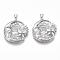 Brass Micro Pave Cubic Zirconia Pendants, Moon with Sun, Nickel Free, Clear, Real Platinum Plated, 25x20x2.5mm, Hole: 4x2mm