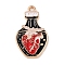 Halloween Alloy Enamel Pendants, Golden, Bottle with Heart, 30x17x1.6mm, Hole: 2mm