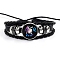 Constellation PU Leather & Glass Triple Layer Multi-strand Bracelets, Braided Adjustable Bracelets, Leo, 7-1/8 inch(18cm)