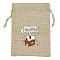 Christmas Printed Burlap Packing Pouches Drawstring Bags, Rectangle, Tan, House, 18x13x0.01cm