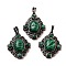 Synthetic Malachite Rhombus Pendants, Red Copper Tone Brass Charms, 34x27x8mm, Hole: 8x5mm