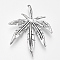 Tibetan Style Alloy Big Pendants, Pot Leaf/Hemp Leaf Shape, Weed Charms, Antique Silver, 55x43.5x7mm, Hole: 8x3mm