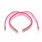 Nylon Cord Braided Bead Bracelets Making, with Brass Beads, Long-Lasting Plated, Real Rose Gold Plated, Deep Pink, 10-1/4 inch~11-5/8 inch(26~29.6cm)