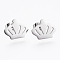 Tarnish Resistant 304 Stainless Steel Stud Earrings, Hypoallergenic Earrings, Crown, Stainless Steel Color, 10x12x1mm, Pin: 0.8mm