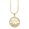 Brass Micro Pave Cubic Zirconia Pendant Nrcklaces, Tree of Life, Clear, 16.54 inch(42cm)