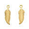 Ion Plating(IP) 201 Stainless Steel Pendants, Feather, Real 18K Gold Plated, 27x8x1.5mm, Hole: 2mm