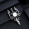 Natural Howlite Faceted Pendants, Alloy Dragon Sword Gems Charms, Antique Silver, 48x30mm