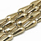 Electroplate Glass Beads Strands, Faceted Teardrop, Gold, 9~9.5x4mm, Hole: 1mm, about 72pcs/strand, 25.98 inch