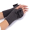 Acrylic Fibers Bowknot Knitting Fingerless Gloves, Arm Warmer, Winter Warm Gloves with Thumb Hole, Gray, 200x70mm