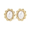 316 Surgical Stainless Steel & CCB Imitation Pearl Stud Earrings for Women, Real 18K Gold Plated, Oval, 20.5x18mm