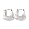 Non-Tarnish 304 Stainless Steel Trapezoid Thick Hoop Earrings for Women, Stainless Steel Color, 22x19.5x3.7mm, Pin: 0.7mm