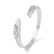 Non-Tarnish 304 Stainless Steel Open Cuff Bangles for Women, Leaf, Stainless Steel Color, Inner Diameter: 2-3/8 inch(6.1cm), 10mm