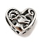 316 Surgical Stainless Steel  Hollow Out Beads, Heart with Twelve Constellations, Aries
, Aries, 10x12x6.5mm, Hole: 4mm