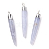 Natural Blue Lace Agate Brass Pointed Pendants G-B025-02P-02-1