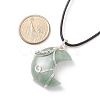 Natural Green Aventurine Crescent Moon Pendant Necklace NJEW-TA00032-02-4