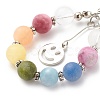Natural Mixed Gemstone Braided Teardrop Dangle Earrings with 201 Stainless Steel Smiling Face Charms EJEW-JE04951-01-6
