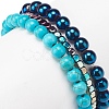 3Pcs 3 Style Synthetic Turquoise(Dyed) & Hematite Stretch Bracelets Set BJEW-JB08589-3