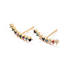 Colorful Cubic Zirconia Curved Bar Stud Earrings EJEW-C023-03G-1
