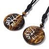 Natural & Synthetic Mixed Stone Tree of Life Pendant Necklace with Nylon Rope NJEW-H009-03-2