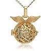 Golden Tone Brass Hollow Round Cage Pendants KK-J230-10G-1