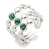 304 Stainless Steel Synthetic Malachite Cuff Rings G-Z056-05P-04-1