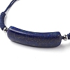 Curved Rectangle Natural Lapis Lazuli Adjustable Nylon Cord Braided Bead Bracelets for Women Men BJEW-JB10280-02-2