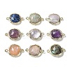 Natural Mixed Gemstone Connector Charms G-C087-01G-B-1