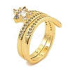 Rack Plating Brass Micro Pave  Clear Cubic Zirconia Rings for Women RJEW-S392-06G-1