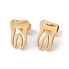 304 Stainless Steel Tooth Shape Stud Earrings for Men Women EJEW-C044-01G-1