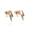 Brass Micro Pave Cubic Zirconia Flash Stud Crawler Earrings EJEW-L224-24G-1