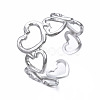 304 Stainless Steel Heart Open Cuff Ring RJEW-T023-57P-3