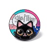 Cat with Word She/They Enamel Pin JEWB-G019-10EB-1