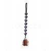 Heart Natural Blue Spot Jasper & Mixed Stone Chips Tassel Pendant Decorations HJEW-JM00948-01-1