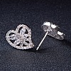 SHEGRACE Heart Simple Fashion Platinum Plated Brass Stud Earrings JE151A-3