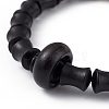 Ebony Wood Column Beaded Stretch Bracelet for Women BJEW-H566-11C-3