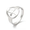 304 Stainless Steel Hollow Ankh Corss Adjustable Ring for Women RJEW-K245-39P-3