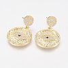 Brass Micro Pave Cubic Zirconia Dangle Ear Studs EJEW-G229-11G-2