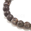 Round Natural Agate Stretch Beaded Bracelets BJEW-JB08196-03-4