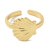 Shell Shape Rack Plating Brass Open Cuff Finger Rings for Women RJEW-L123-008G-2