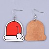 Christmas Printed Basswood Dangle Earring EJEW-JE03154-07-2