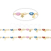 Colorful Enamel Evil Eyes & Imitation Pearl Beaded Horse Eye Link Chains CHC-A006-06G-2