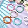 5Pcs 5 Colors 12mm Round Food Grade Eco-Friendly Silicone Beaded Stretch Bracelets for Women Men BJEW-JB10456-2