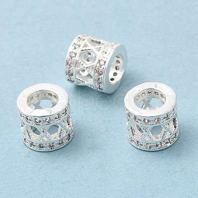 Rack Plating Brass Cubic Zirconia European Beads KK-R147-08S-1